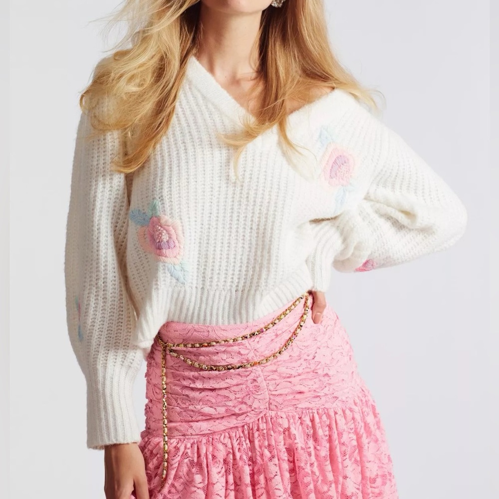 LoveShackFancy Ridge V-neck pullover sweater